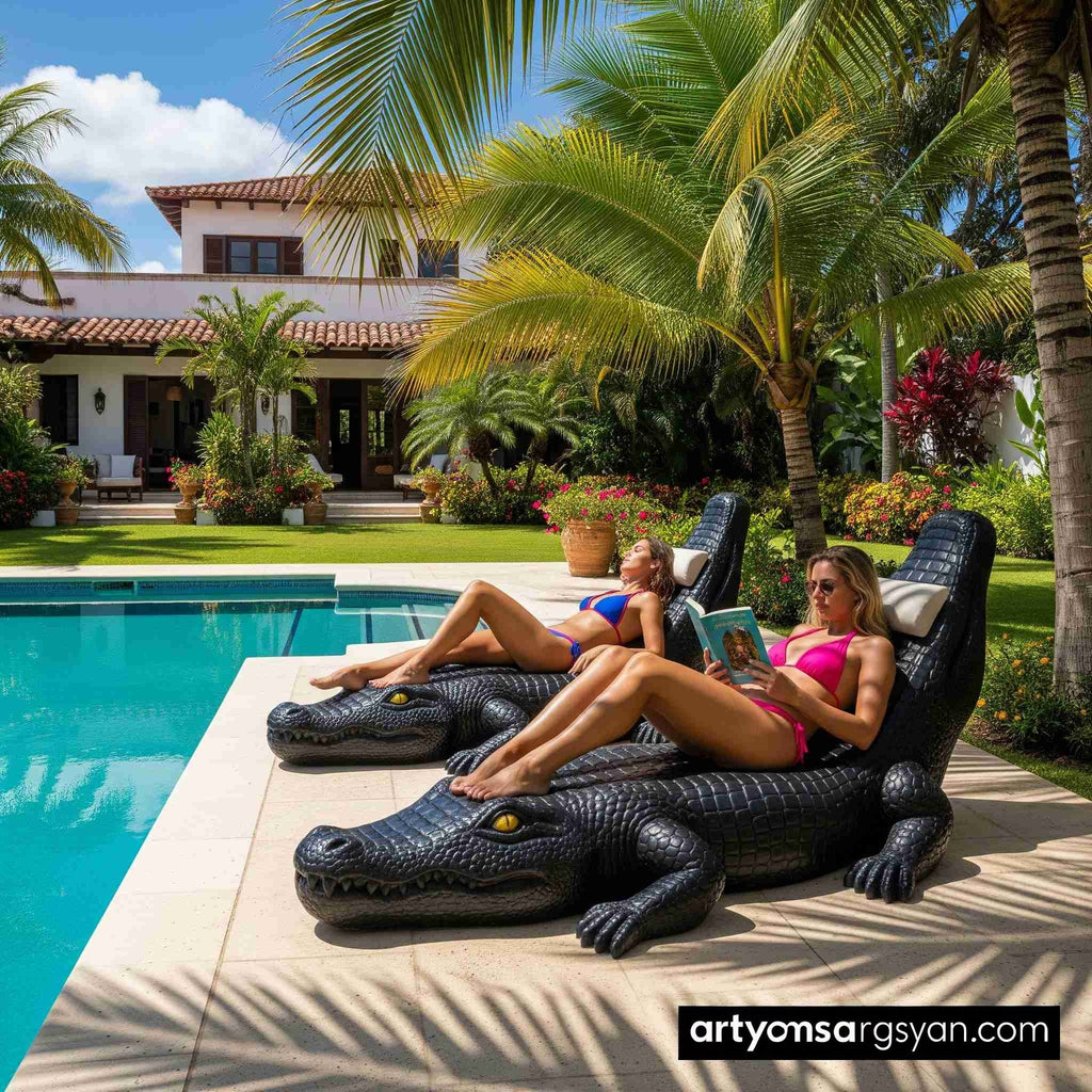 Crocodile Shaped Sunlounger  Unleash Your Wild Side in the Sun