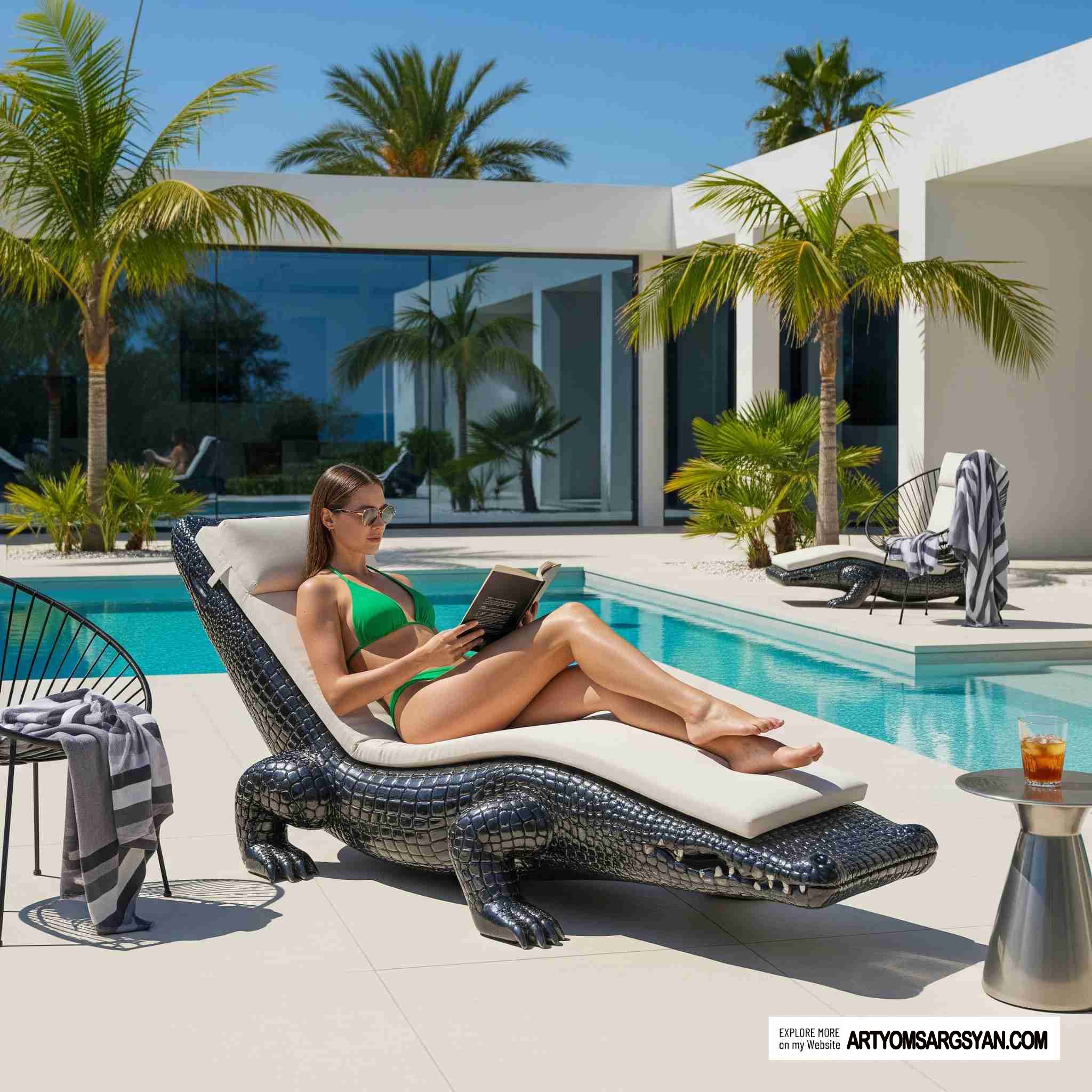Crocodile Shaped Sunlounger  Unleash Your Wild Side in the Sun