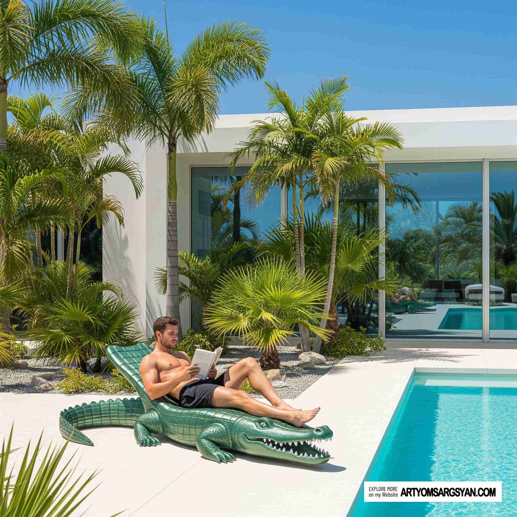 Crocodile Shaped Sunlounger  Unleash Your Wild Side in the Sun