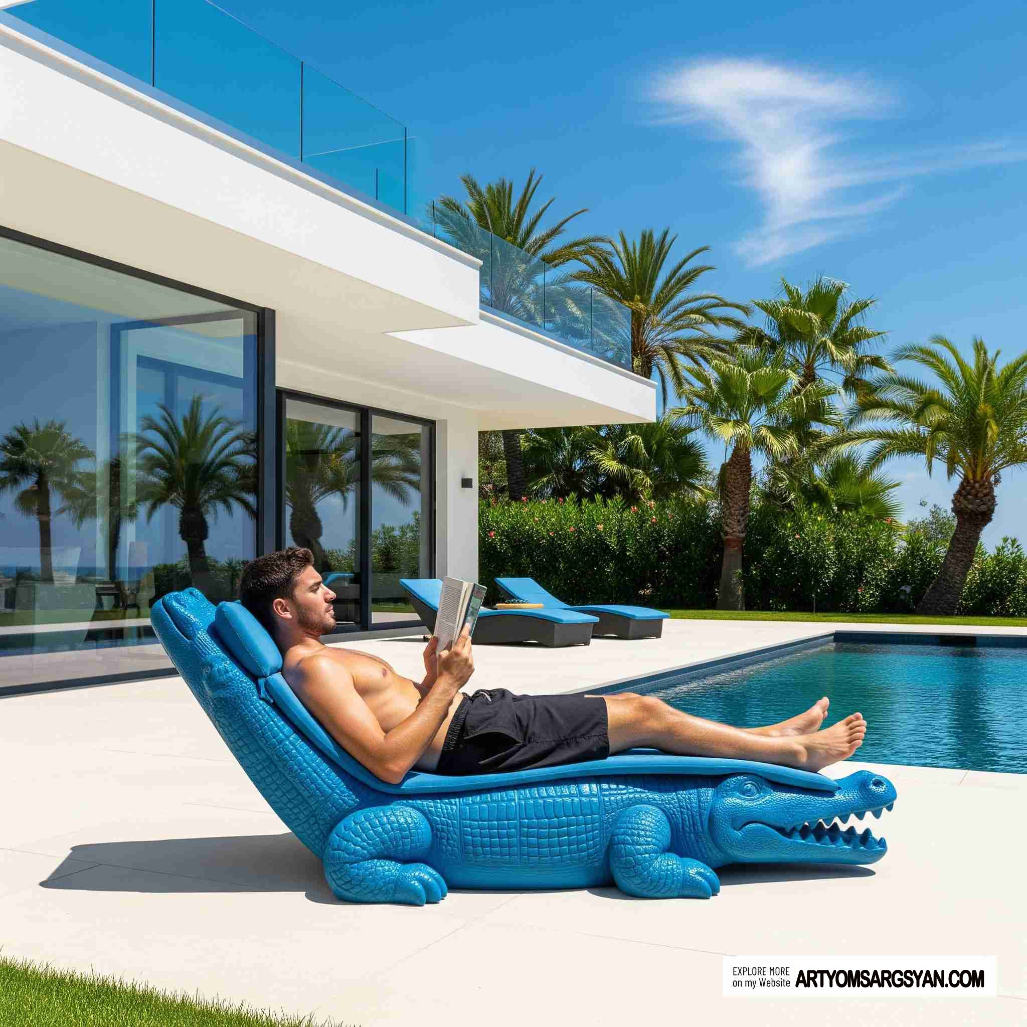 Crocodile Shaped Sunlounger  Unleash Your Wild Side in the Sun