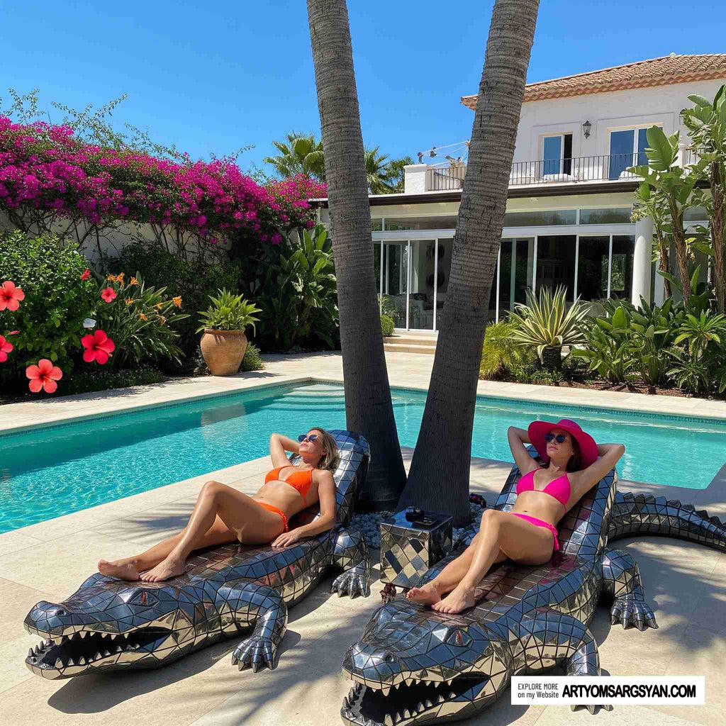 Crocodile Shaped Sunlounger  Unleash Your Wild Side in the Sun