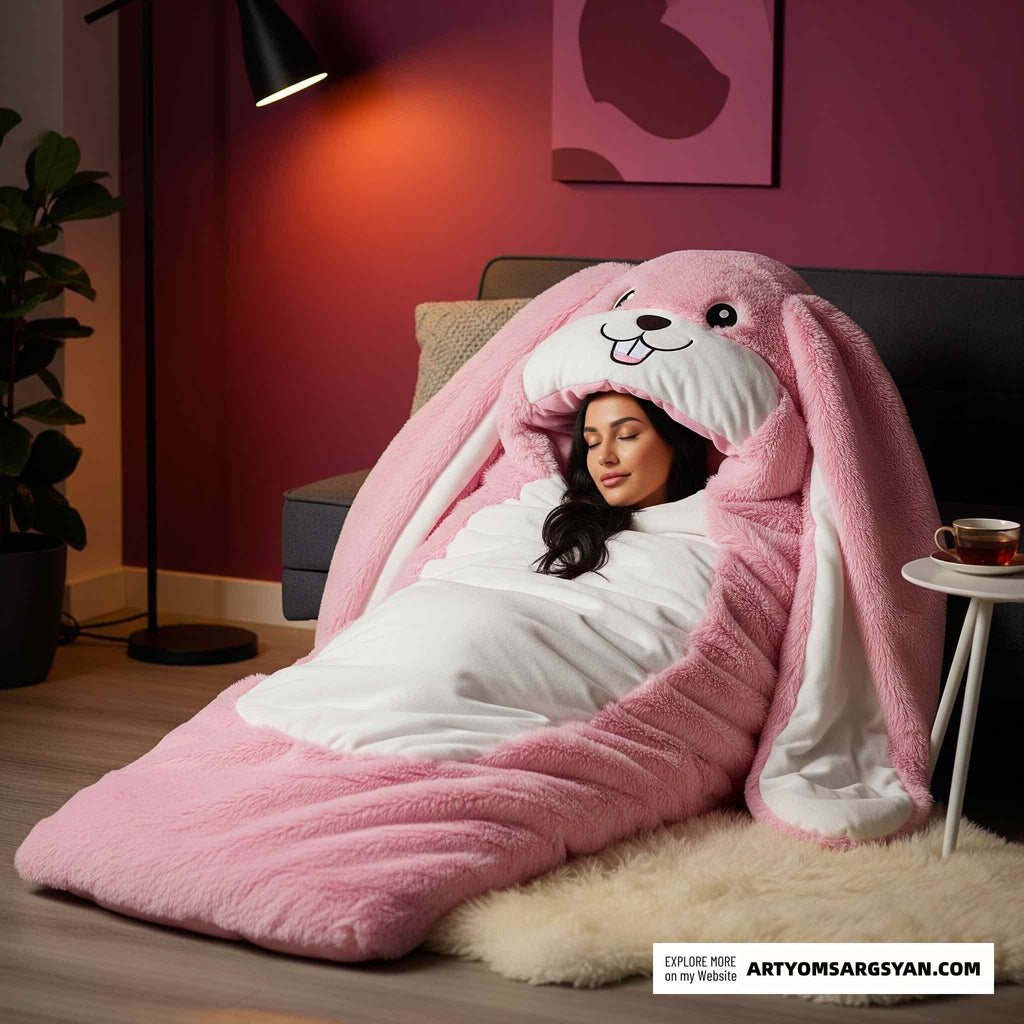 The latest plush rabbit sleeping bag: The must-have choice for those who love rabbits | And it is also an excellent companion for your sleep!