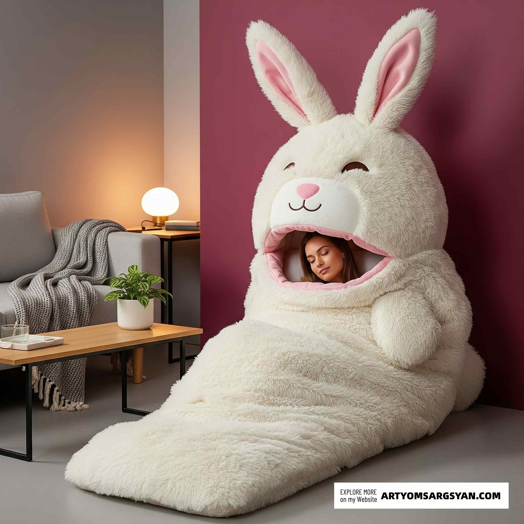 The latest plush rabbit sleeping bag: The must-have choice for those who love rabbits | And it is also an excellent companion for your sleep!